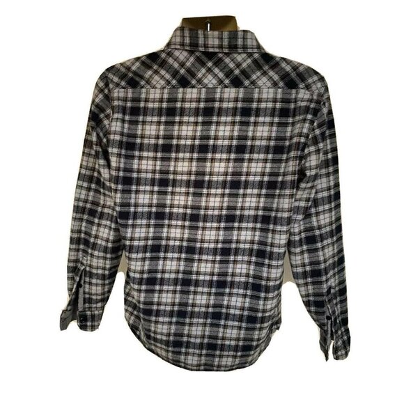 Vintage Levis Blue Plaid Flannel Button Up Shirt Medium Pockets Relaxed Cotton - Picture 4 of 5